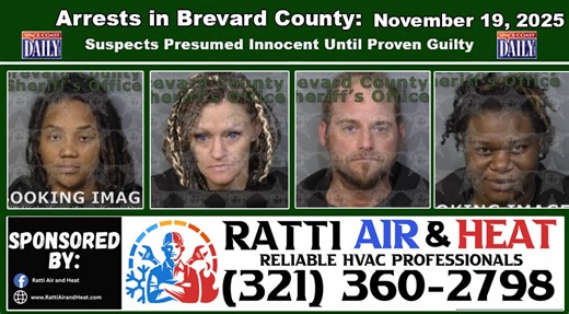 Arrests In Brevard County: November 19, 2025 – Suspects Presumed Innocent Until Proven Guilty - Space Coast Daily