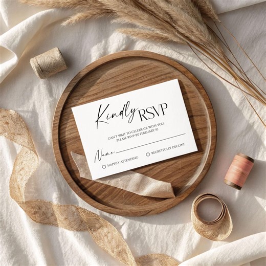 Wedding Rsvp Card Template, DIY Rsvp Card, Black & White, Simple Wedding Response Minimalist, Editable RSVP Card, Canva Template, RS-2 - Etsy