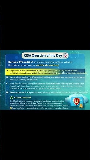 CISA Question of the Day | Certificate Pinning Explained in 56 Seconds