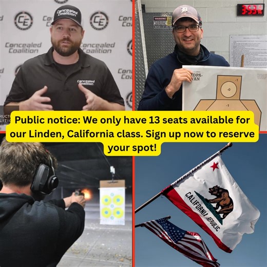  Calling all residents of Linden ! Get certified to legally carry in California and 26 other states. Join our expert-led training today. Get certified! Reserve your seat now!  | Concealed Coalition | Facebook