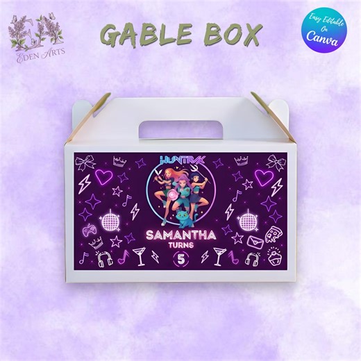 KPOP Demon Hunters Gable Box Labels, Editable Party Treat Stickers (digital Download) - Etsy Canada