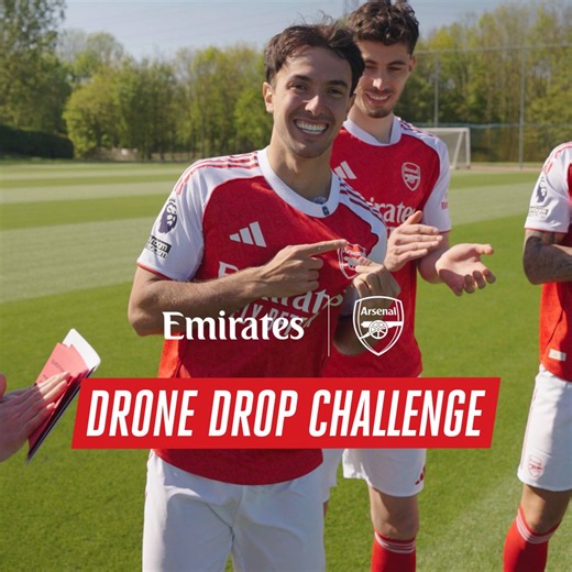 A test for control and precision.Filmed earlier this season, Ben White, Martin Zubimendi and Kai Havertz take on the Drone Drop challenge 😮‍💨🤝 @Emirates