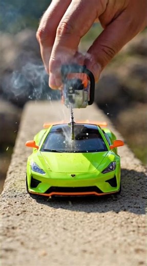 Mini Chainsaw for Small Projects cut car #tools4life #diycrafts