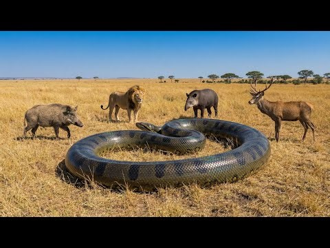 7 WILD ANIMALS Against Giant Anaconda