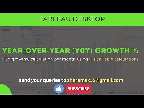 Tableau - YOY Growth % calculation || Quick table calculation || Year over Year growth monthly