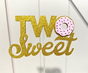 Two Sweet Donut Cake Topper-gold Glitter - Etsy