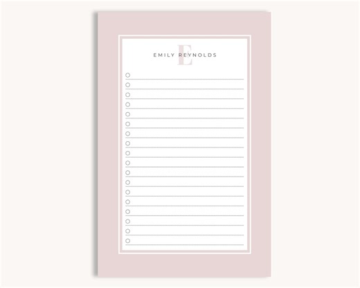 Personalized Monogram Checklist Notepad, Personalized Stationery, To-do List, Thoughtful Gift for Her - Etsy