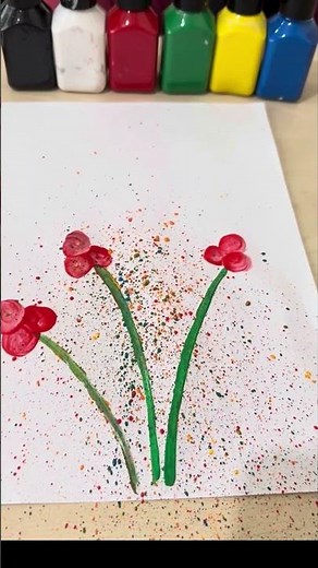 Easy Flower Painting with Toothbrush & Cotton Swab 🌸 | Creative Art for Kids