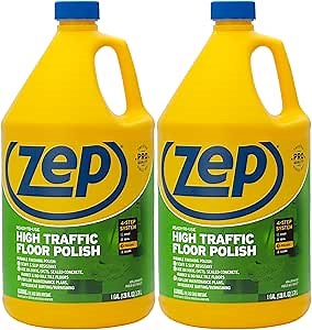Zep High Traffic Floor Polish - 1 Gal (Case of 2) ECZUHTFF1282- Scuff-Resistant Durable Finish for Vinyl, Concrete, Rubber, Tile, and Terrazzo Floors