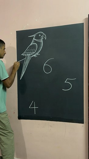 Parrots and heron drawing use chalk and black board || 🦜😲|| #parrotart #chalkartist #drawingtutorial #artistnareshkumar | Artist Naresh kumar