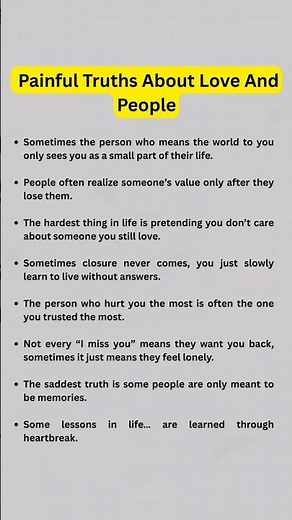 painful truths about love and people. #psychologyfacts