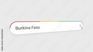 Typing Burkina Faso in Search Bar Animation | Close-Up Search Engine Interface | Web Search for Burkina Faso | Internet Browsing, Technology, and Digital Marketing Animation Video