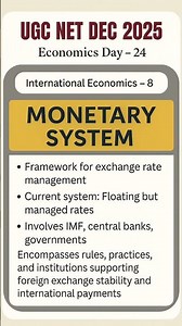 Monetary System | Exchange Rate Framework, Floating–Managed Rates, IMF Role | UGC NET Economics 2025