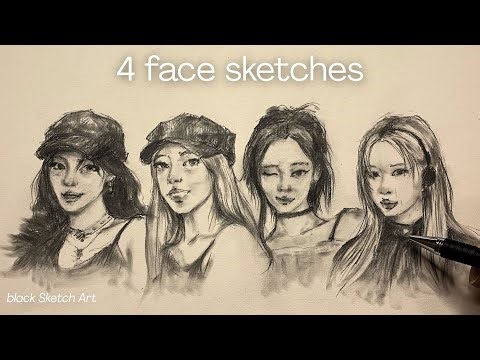 Easy Graphite Pencil Portraits — Stylized Female Faces