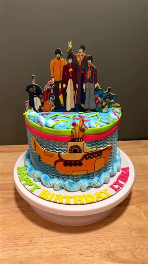 Beatles Yellow Submarine Cake & Cupcakes