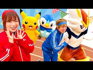学校でポケモンたちと大運動会！リレーやダンス対決で大盛り上がり！ピカチュウ vs ポッチャマ全力リレー対決【学校】