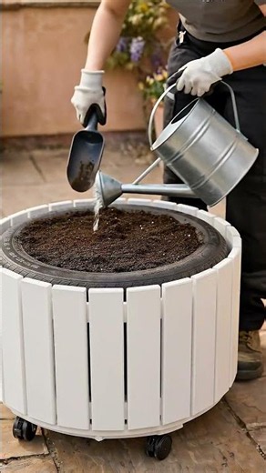 🚗 DIY Rolling Planter From an Old Tire