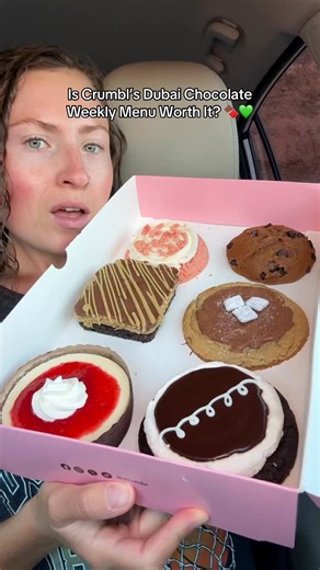 903K views · 6.6K reactions | Are you going to try the dubai chocolate brownie?  Crumbl #crumbl #crumblcookies #newfood #fastfood #dessert #cookies #brownies #dubaichocolate #chocolate #peanutbutter #cheesecake #cake #marshmallow #pumpkin #dubaichocolatebar #tastetest #snacks #snackreview | Morgan Chomps | Facebook