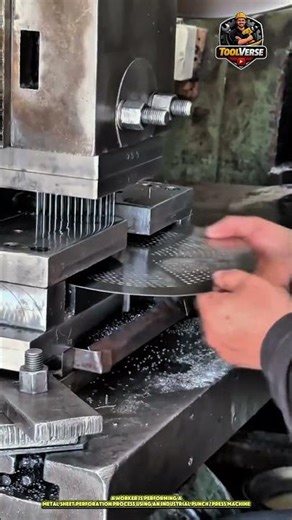 Metal Sheet Perforation Process Using an Industrial Punch Press #metalworking #punchpress