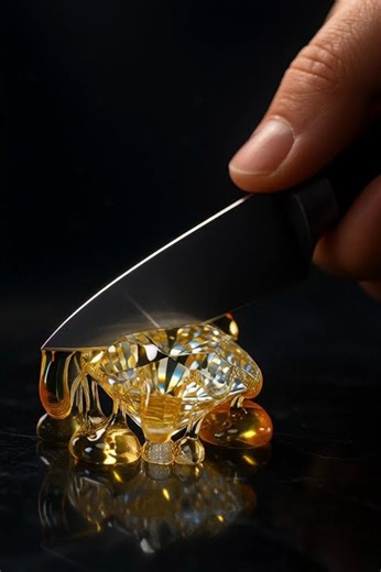 Cutting a Diamond ASMR with honey poping out #asmr #asmrsounds #trending #viral #ai