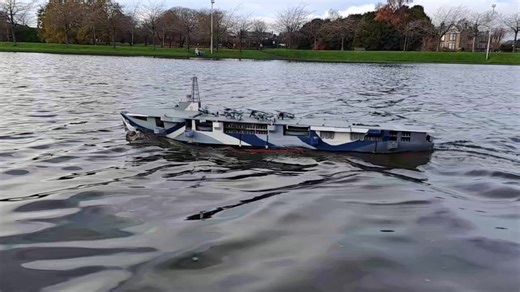HMS Activity, 1/96th scale, Dundee 's home built aircraft carrier, a merchant ship MV Telemachus, converted in 1939 as the war started. After the war she became a merchant ship again. The MV Breconshire, surviving until 1967. | Dundee Model Boat Club