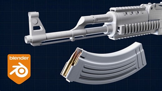 Blender硬表面练习 | 枪械AK-47 建模