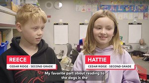 Books and dogs make perfect companions! Last month, Ms. Viger's second graders discovered the joy of reading with therapy dogs. The "Reading to the Dogs" program at Cedar Ridge encourages students to read out loud to trained therapy dogs, creating a supportive and engaging environment for young readers. 🐾 The presence of these gentle dogs helps reduce reading anxiety and boosts students’ confidence — and it’s pretty cute, too! | Eden Prairie Schools