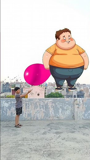 Papa filled🎈 the balloon with air by his fart #cartoon#shorts #balloonboy