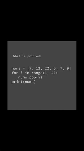 What is printed? 💚 | #coding #programming #computerscience #python #list #loop #print
