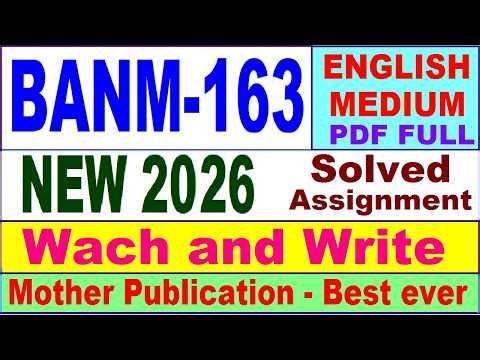 BANM 163 solved assignment 2025-26 in English || banm 163 solved assignment 2026 || ignou banm163