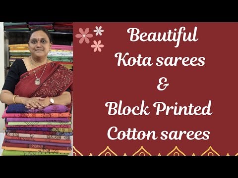 Beautiful cotton Kota sarees and cotton block printed sarees