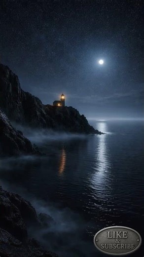 🌙 Moonlit Lighthouse ✨ Starlit Sea & Midnight Calm 🌊 #cinematic