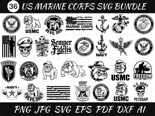 US Marine Corps SVG Bundle – Military Clipart, Armed Forces Designs (digital Download) - Etsy