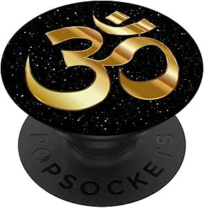 Om Symbol Yoga Golden Yellow Black Meditation Namaste Om PopSockets PopGrip: Swappable Grip for Phones & Tablets