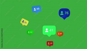 Social media live style followers counters on green screen