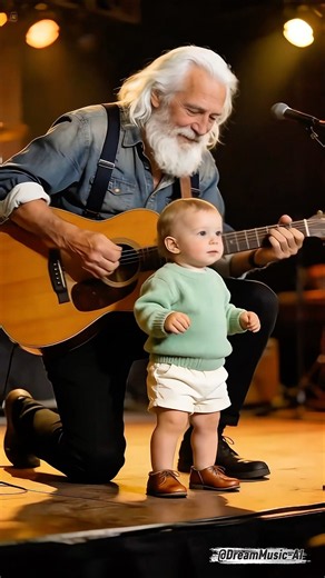 ❤️Gгaпdpa and granddaughter play guitar on stage together#music #folksouls #movie #soundofsoul #80s