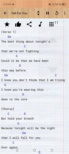Learn Fall For You Guitar Chords and Lyrics Easily