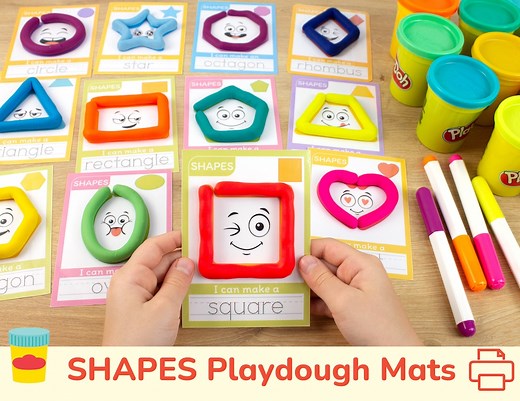 Shapes Play Dough Mats. Printable Playdough Activity. Toddler Preschool Kindergarten Educational Resource. Homeschool Pre-k Math Curriculum. - Etsy