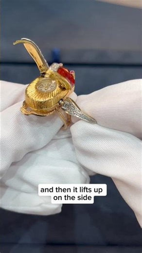 Enamel and Diamond Scarab Ring Watch