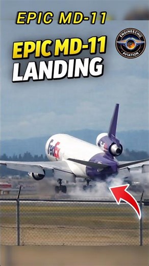 FedEx MD-11 Hard Landing 😱 Massive Tire Smoke! #shorts