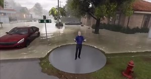 A @weatherchannel simulator shows a visualization of a 9 foot tall storm surge. Hurricane Milton is expected to create a 15 foot tall storm surge in some areas in its path. | OAF Nation