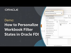 How to Personalize Workbook Filter States in Oracle FDI