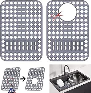 Sink Protectors - 2 Pack Non-Slip Heat Resistant Sink Mats, 15.7"x11.4", Farmhouse & Stainless Steel Sink Accessories