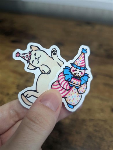 Birthday Stickers - Birthday Clown, Party Cat - Etsy