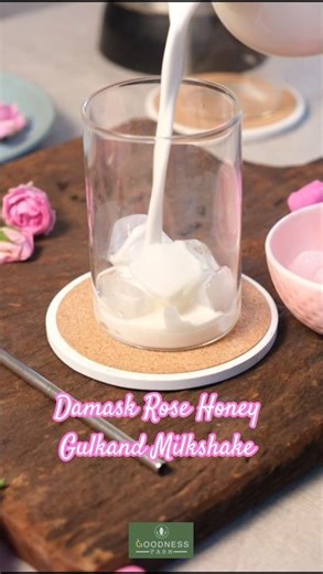 Damask Paneer Rose Honey Gulkand Milkshake #recipe #goodnessfarm