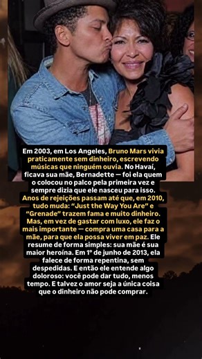 História emocionante de Bruno Mars e sua mãe