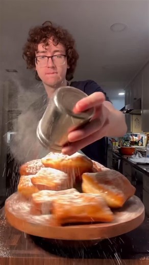 David Schmid | Cooking on Instagram: "✨ Princess & the Frog Beignets (Better Than Café Du Monde!) Comment “Beignet” for the easy and accessible Recipe Card!! It’s new since I thought people would like it and it’s easy to comeback to! Ingredients • Dry yeast: 4 tsp (≈ 14 g) • Sugar: 2 ½ tbsp (≈ 32 g) • Baking soda: ½ tsp (≈ 3 g) • Kosher salt: ½ tsp (≈ 3 g) • Buttermilk: 1 ½ cups (≈ 360 g) • Boiling milk: ½ cup (≈ 120 g) • Bread flour: 624 g (4 cups) • Honey (optional): 1–2 tbsp (≈ 21–42 g) • Neu