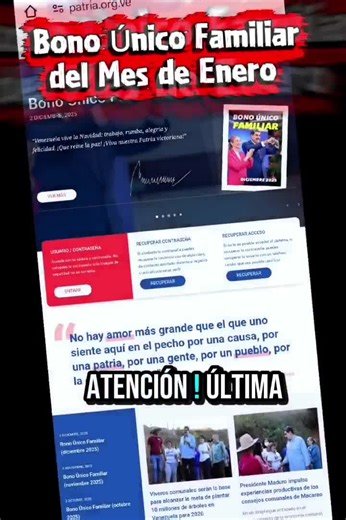 Bono Único Familiar Enero 2026 en Sistema Patria