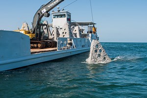 31K views · 215 reactions | How do you create an artificial reef in the Gulf of Mexico? One 2,500 lb. concrete pyramid at a time! 700 of the behemoth structures have been placed six miles offshore from Port O'Connor. Texas Parks and Wildlife's Dale Shively explains how it's done. | Texas Parks & Wildlife Foundation | Facebook