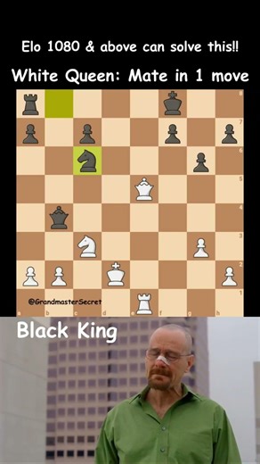 Can your Queen find the mate in 1 move??? #chesspuzzle #matein1